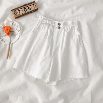 Pantaloni casual de dama cu talie inalta si buzunar in alb si negru