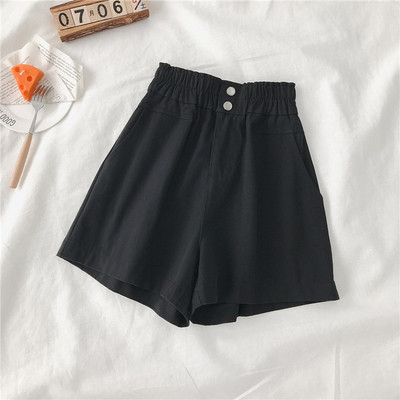 Pantaloni casual de dama cu talie inalta si buzunar in alb si negru