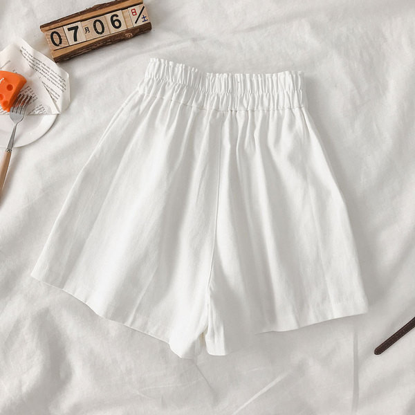 Pantaloni casual de dama cu talie inalta si buzunar in alb si negru