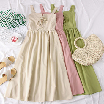 Rochie eleganta de dama decupata cu bretele si cravate in mai multe culori