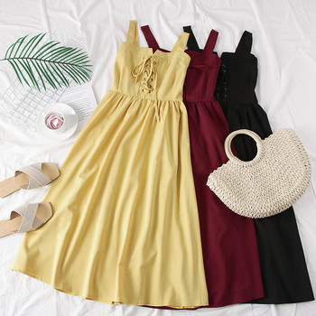 Rochie eleganta de dama decupata cu bretele si cravate in mai multe culori