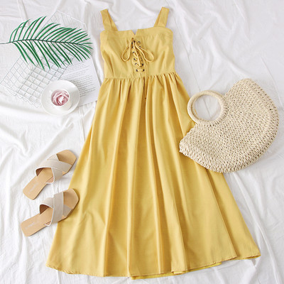 Rochie eleganta de dama decupata cu bretele si cravate in mai multe culori