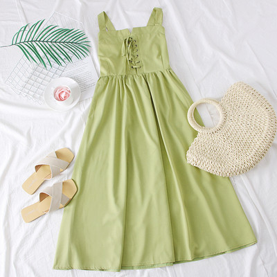 Rochie eleganta de dama decupata cu bretele si cravate in mai multe culori