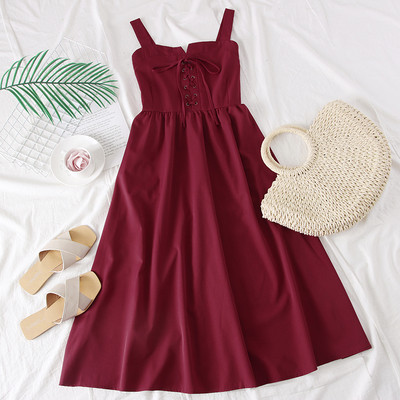 Rochie eleganta de dama decupata cu bretele si cravate in mai multe culori