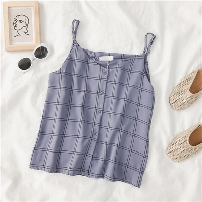 Maiou de zi cu zi pentru damă cu bretele subțiri și nasturi în mai multe culori