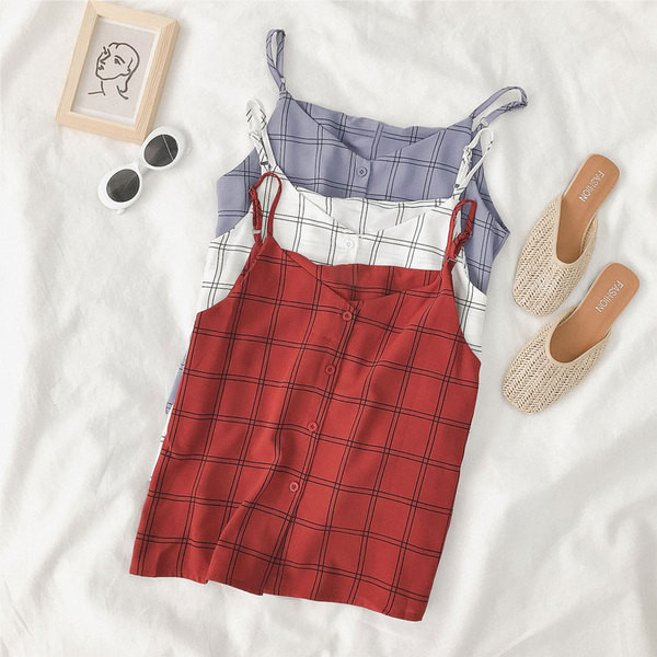 Maiou de zi cu zi pentru damă cu bretele subțiri și nasturi în mai multe culori