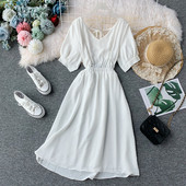 Стилна дамска рокля с  къс ръкав в няколко  цвята