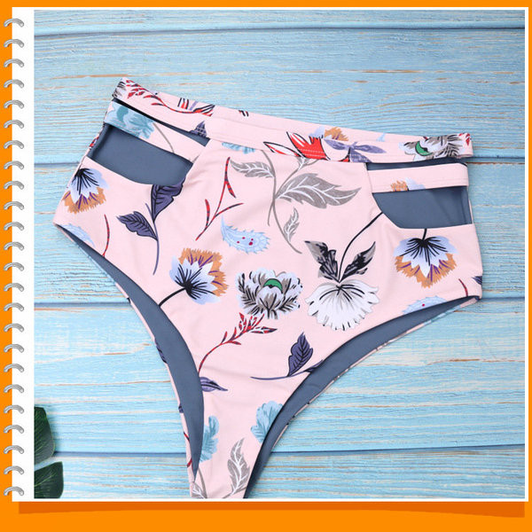 Costum de baie de damă cu două fețe și pantaloni cu talie înaltă