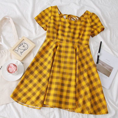 Rochie de dama in carouri cu decolteu patrat in mai multe culori