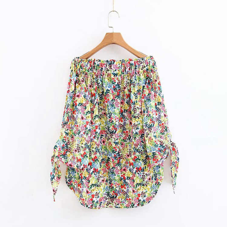 Bluza de dama cu umerii goi si maneci 7/8 cu cravate