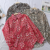 Cămașă modernă de damă cu model leopard și mâneci lungi în mai multe culori