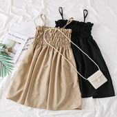 Rochie de dama decupata cu bretele in maro si negru