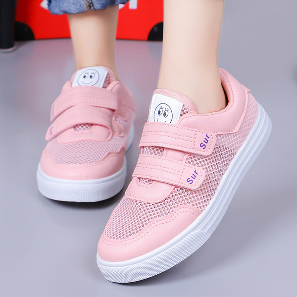 Adidași copii alb și roz pentru fete