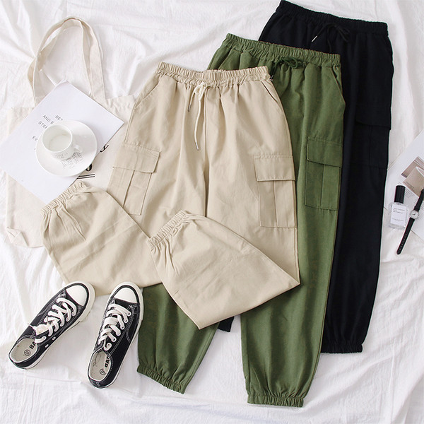 Model nou de pantaloni sport dama in culorile verde, bej si negru