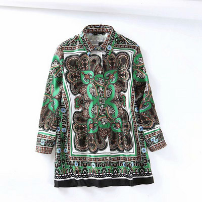 Cămașă de damă cu mâneci 7/8 și guler clasic cu model cu model în două culori