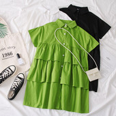 Rochie moderna de dama in alb, verde si negru