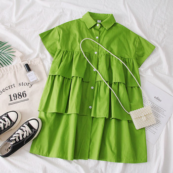 Rochie moderna de dama in alb, verde si negru