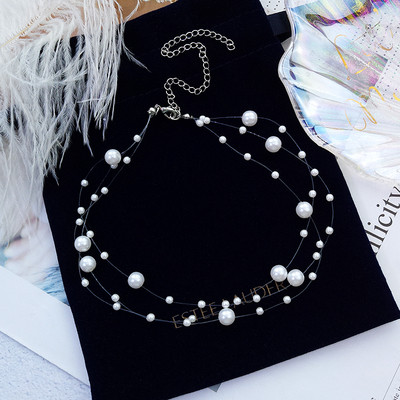 Actual colier dama alb cu perle