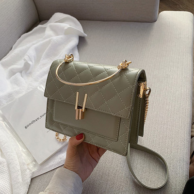 Geantă de mână elegantă cu mâner metalic scurt și lung