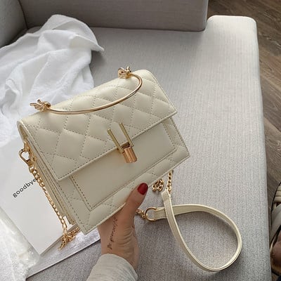 Geantă de mână elegantă cu mâner metalic scurt și lung