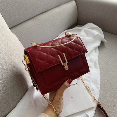 Geantă de mână elegantă cu mâner metalic scurt și lung