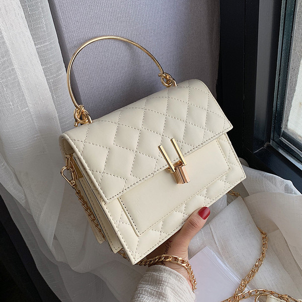 Geantă de mână elegantă cu mâner metalic scurt și lung