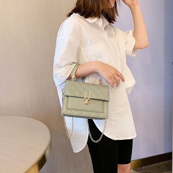 Geantă de mână elegantă cu mâner metalic scurt și lung