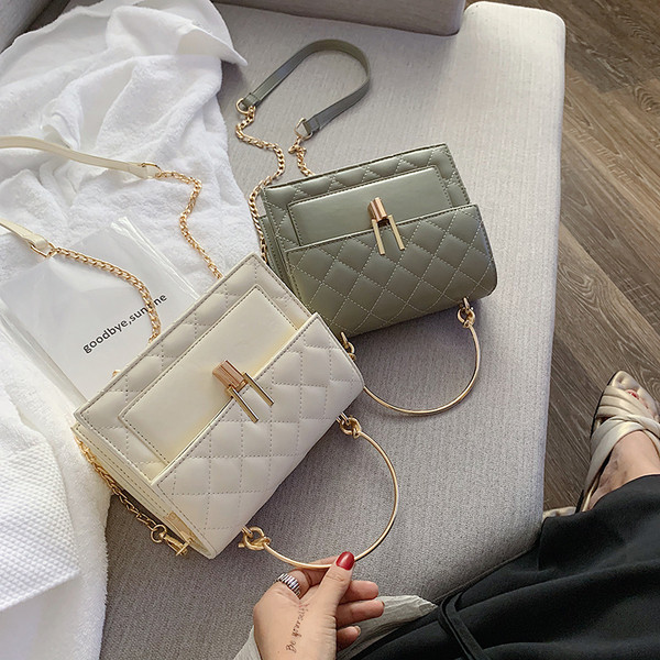 Geantă de mână elegantă cu mâner metalic scurt și lung