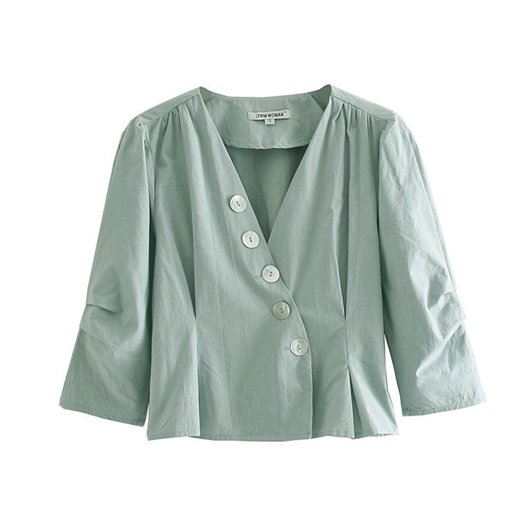 Cămașă de damă - model mulat cu mâneci 7/8 și decolteu în V