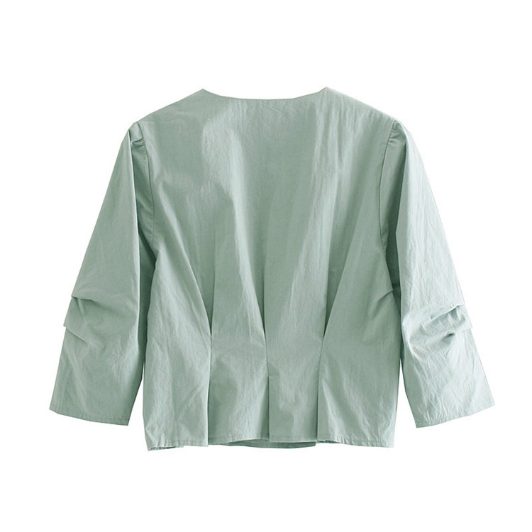 Cămașă de damă - model mulat cu mâneci 7/8 și decolteu în V