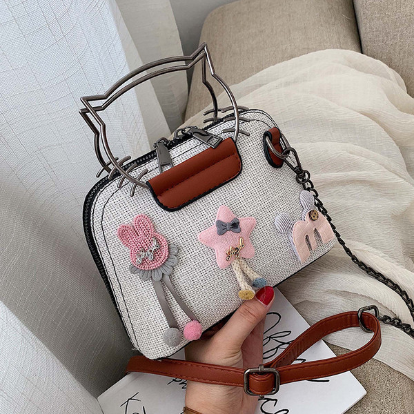 Geanta de dama cu maner lung si scurt si element 3D