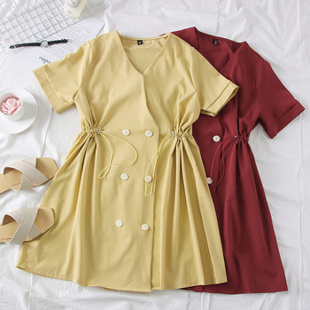 Rochie elegantă de damă cu decolteu în V în verde, visiniu și galben