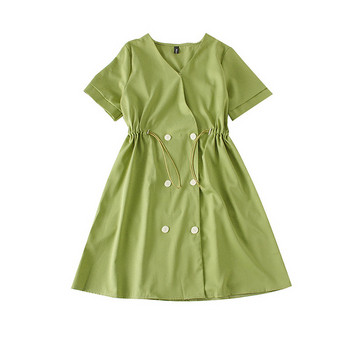 Rochie elegantă de damă cu decolteu în V în verde, visiniu și galben