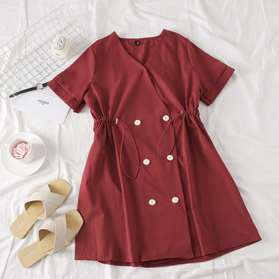 Rochie elegantă de damă cu decolteu în V în verde, visiniu și galben