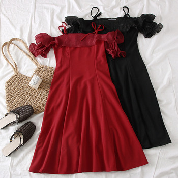 Rochie de dama decupata cu bretele si umerii goi in mai multe culori