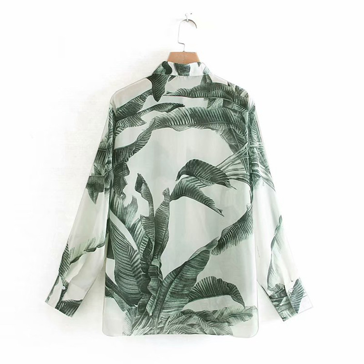 Cămașă largă de damă, cu mânecă lungă, cu model floral