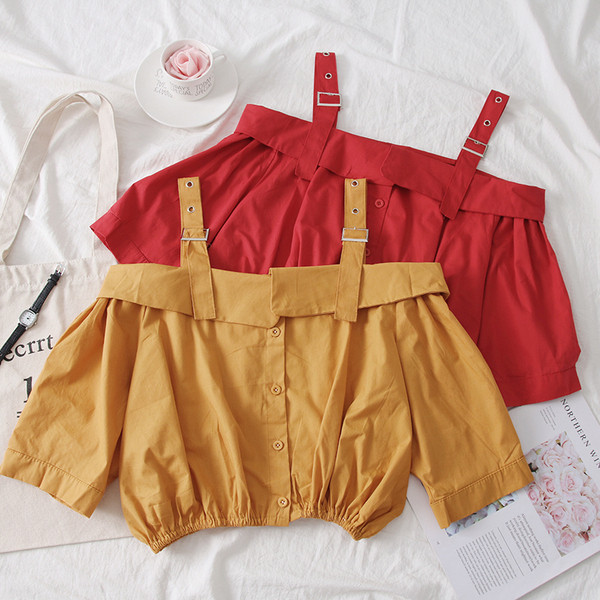 Bluza de dama moderna cu bretele si umerii goi in mai multe culori