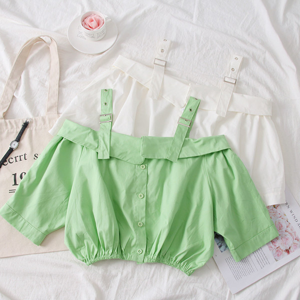 Bluza de dama moderna cu bretele si umerii goi in mai multe culori