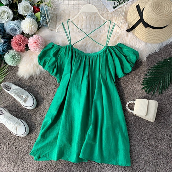 Дамска рокля с тънки  презрамки в няколко цвята 