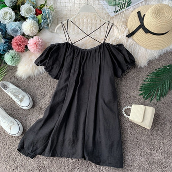 Дамска рокля с тънки  презрамки в няколко цвята 