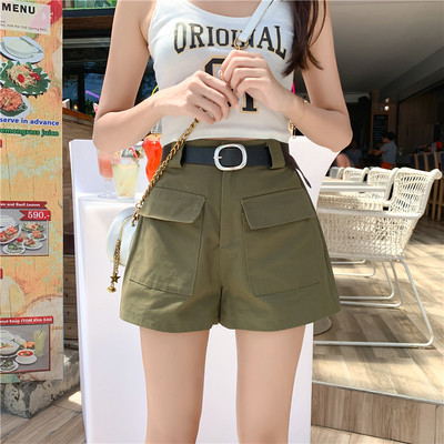 Pantaloni scurti eleganti de dama cu talie inalta si buzunar in mai multe culori