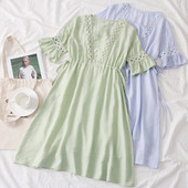 Rochie moderna de dama cu maneci 3/4 si decolteu in V in mai multe culori