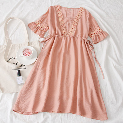 Rochie moderna de dama cu maneci 3/4 si decolteu in V in mai multe culori