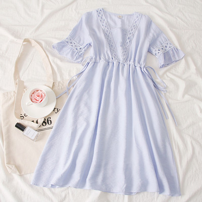 Rochie moderna de dama cu maneci 3/4 si decolteu in V in mai multe culori