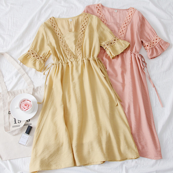 Rochie moderna de dama cu maneci 3/4 si decolteu in V in mai multe culori