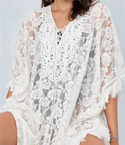Pareo de dama din dantela alb