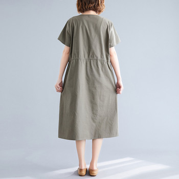 Rochie casual de dama cu decolteu in V si legaturi in talie