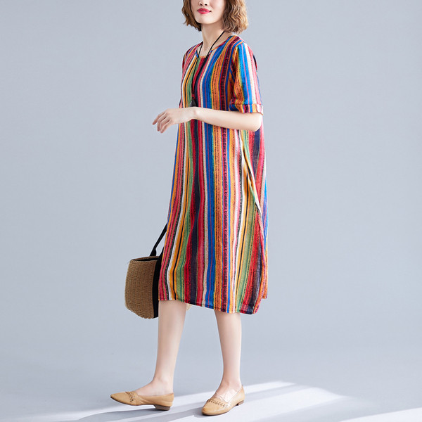 Rochie de dama colorata model lat cu maneca scurta