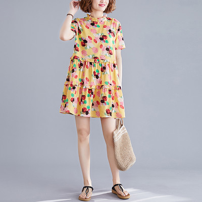 Rochie casual de dama cu decolteu O si maneci scurte in doua culori