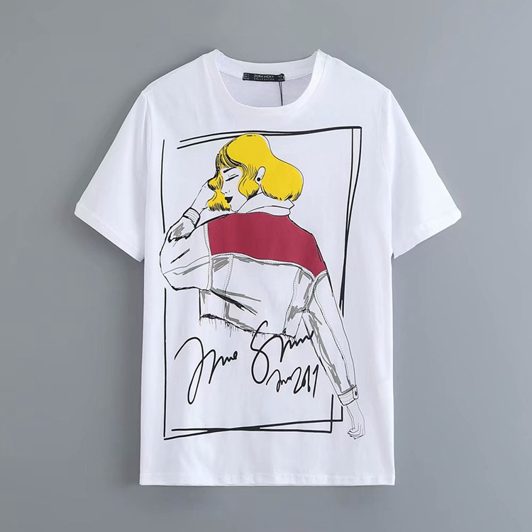 Tricou dama model larg cu aplicatie alba